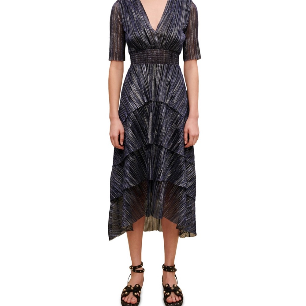 Maje Black and Silver High Low Dress